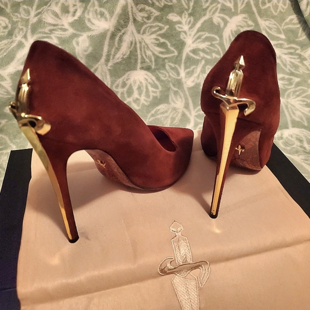 Cesare Paciotti Lady Blade Stiletto Heels with Gold Accents